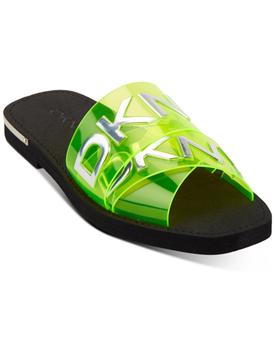 Dkny Idalie Logo Womens Pool Slide Open Toe Slide Sandals In Multi
