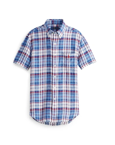Ralph Lauren Polo  Classic Fit Plaid Linen Shirt In Blue/red Multi