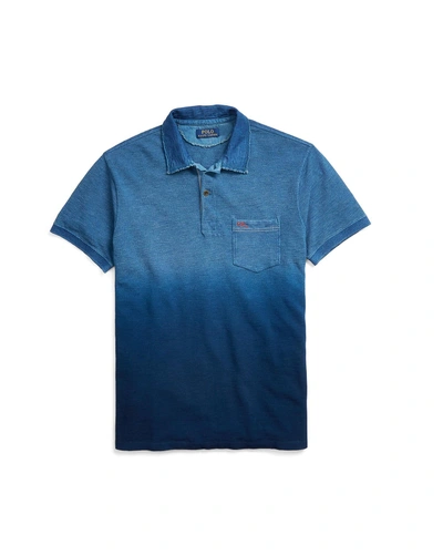 Ralph Lauren Polo Custom Fit Mesh Polo Shirt In Indigo Dip Dye | ModeSens