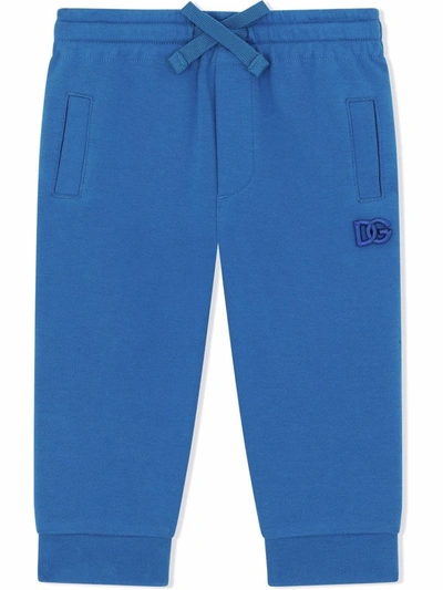 Dolce & Gabbana Babies' Embroidered Logo Track Trousers In Blue