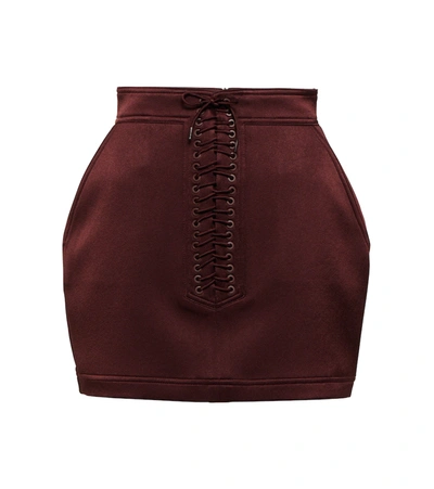 Alex Perry Spence High-rise Satin Mini Skirt In Chocolate