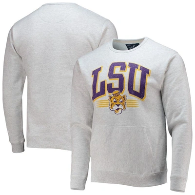 League Collegiate Wear Heathered Gray Lsu Tigers Upperclassman Pocket Pullover Sweatshirt In Heather Gray