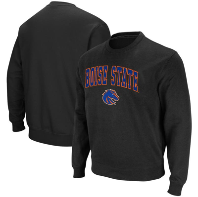 Colosseum Men's  Black Boise State Broncos Arch And Logo Tackle Twill Pullover Sweatshirt
