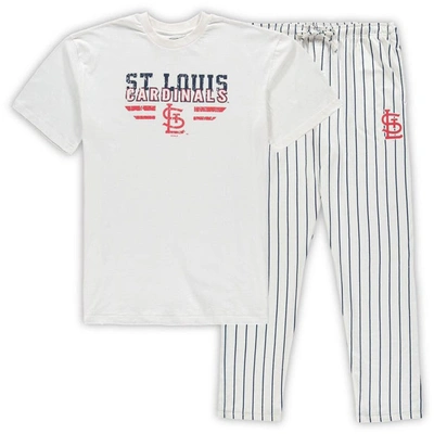 Concepts Sport Men's White, Navy St. Louis Cardinals Big And Tall Pinstripe Sleep Set In White,navy