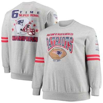 Mitchell & Ness Men's Heathered Gray New England Patriots Big And Tall Allover Print Pullover Sweatshirt