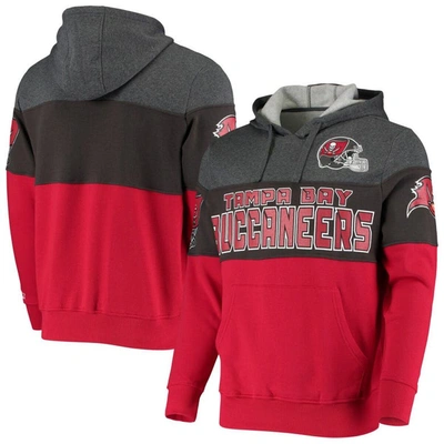 Starter Men's Heathered Pewter, Red Tampa Bay Buccaneers Extreme Fireballer Pullover Hoodie In Pewter,red