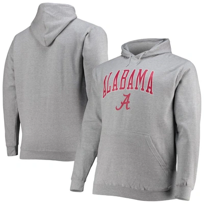 Champion Men's  Heather Gray Alabama Crimson Tide Big And Tall Arch Over Logo Powerblend Pullover Hoo