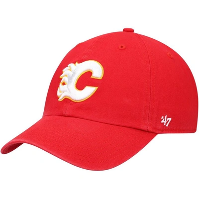 47 ' Red Calgary Flames Team Clean Up Adjustable Hat