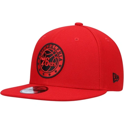 New Era Men's Red Philadelphia 76ers Logo 9fifty Snapback Hat