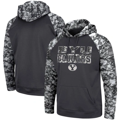 Colosseum Charcoal Byu Cougars Oht Military Appreciation Digital Camo Pullover Hoodie