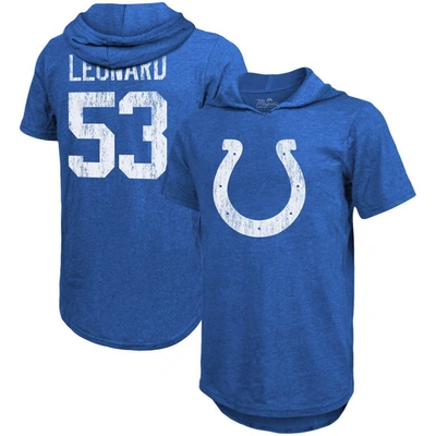 Industry Rag Fanatics Branded Shaquille Leonard Royal Indianapolis Colts Player Name & Number Tri-blend Hoodie T-