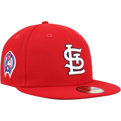 New Era Men's  Red St. Louis Cardinals 9/11 Memorial Side Patch 59fifty Fitted Hat