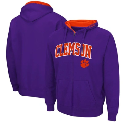 Colosseum Men's Purple Clemson Tigers Arch Logo 3.0 Full-zip Hoodie