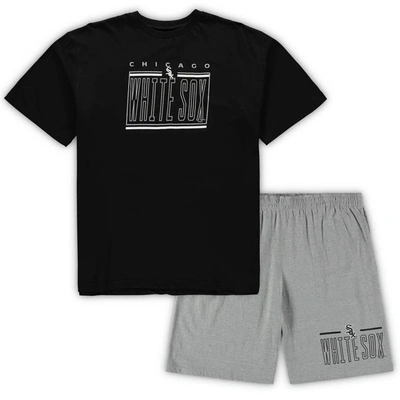 Concepts Sport Men's  Black, Heathered Gray Chicago White Sox Big And Tall T-shirt And Shorts Sleep S In Black,heathered Gray
