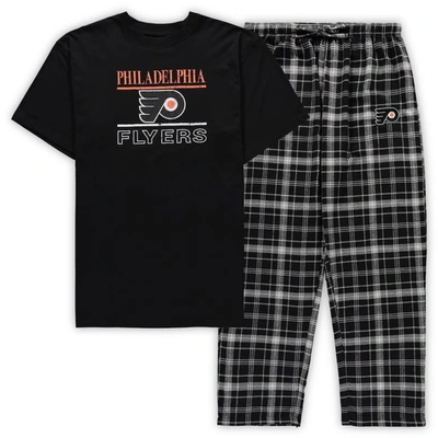 Concepts Sport Men's Black Philadelphia Flyers Big And Tall Lodge T-shirt And Pants Sleep Set