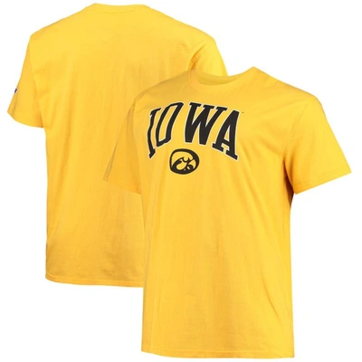 Champion Men's  Gold Iowa Hawkeyes Big And Tall Arch Over Wordmark T-shirt