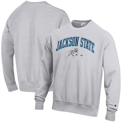 Champion Heathered Gray Jackson State Tigers Arch Over Logo Reverse Weave Pullover Sweatshirt