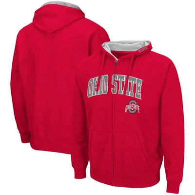 Colosseum Men's Scarlet Ohio State Buckeyes Arch Logo 3.0 Full-zip Hoodie