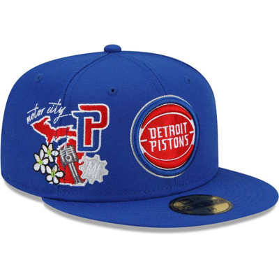 New Era Men's Blue Detroit Pistons City Cluster 59fifty Fitted Hat