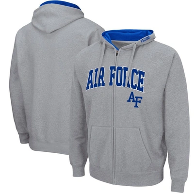 Colosseum Men's  Heathered Gray Air Force Falcons Arch & Logo 3.0 Full-zip Hoodie
