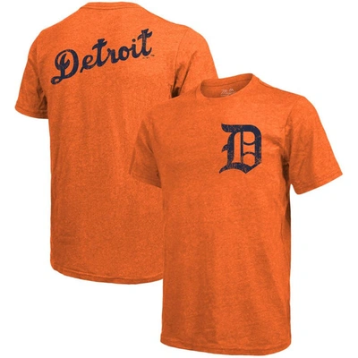 Majestic Threads Orange Detroit Tigers Throwback Logo Tri-blend T-shirt