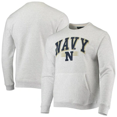 League Collegiate Wear Heathered Gray Navy Midshipmen Upperclassman Pocket Pullover Sweatshirt