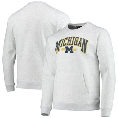 League Collegiate Wear Heathered Gray Michigan Wolverines Upperclassman Pocket Pullover Sweatshirt