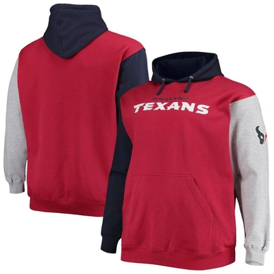 Profile Navy/red Houston Texans Big & Tall Pullover Hoodie