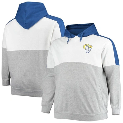 Profile Men's Royal, Heathered Gray Los Angeles Rams Big And Tall Team Logo Pullover Hoodie In Royal,heathered Gray