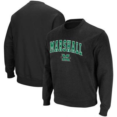 Colosseum Men's Black Marshall Thundering Herd Arch Logo Tackle Twill Pullover Sweatshirt