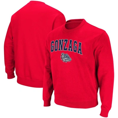 Colosseum Men's  Red Gonzaga Bulldogs Arch & Logo Tackle Twill Pullover Sweatshirt