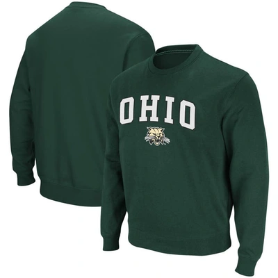 Colosseum Men's Green Ohio Bobcats Arch Logo Tackle Twill Pullover Sweatshirt