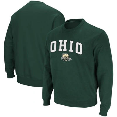 Colosseum Men's Ohio Bobcats Arch Logo Tackle Twill Pullover Sweatshirt In Green
