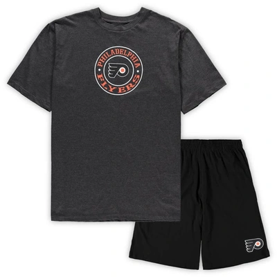 Concepts Sport Black/heathered Charcoal Philadelphia Flyers Big & Tall T-shirt & Shorts Sleep Set