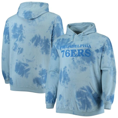 Fanatics Branded Royal Philadelphia 76ers Big & Tall Wordmark Cloud Dye Pullover Hoodie