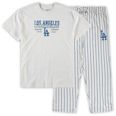 Concepts Sport Men's White, Royal Los Angeles Dodgers Big And Tall Pinstripe Sleep Set In White,royal