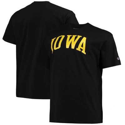 Champion Men's  Black Iowa Hawkeyes Big And Tall Arch Team Logo T-shirt