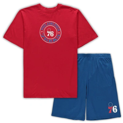 Concepts Sport Men's  Red, Royal Philadelphia 76ers Big And Tall T-shirt And Shorts Sleep Set In Red,royal