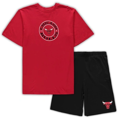 Concepts Sport Men's  Red, Black Chicago Bulls Big And Tall T-shirt And Shorts Sleep Set In Red,black