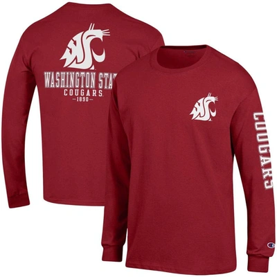 Champion Men's  Crimson Washington State Cougars Team Stack Long Sleeve T-shirt