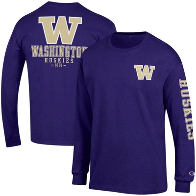 Champion Purple Washington Huskies Team Stack Long Sleeve T-shirt