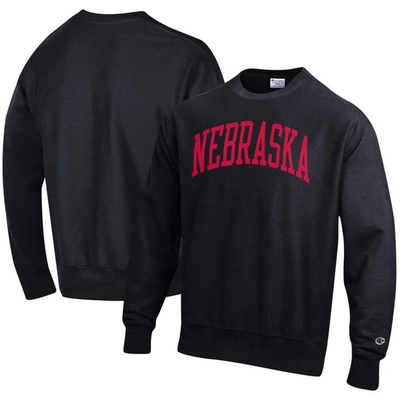 Champion Black Nebraska Huskers Arch Reverse Weave Pullover Sweatshirt