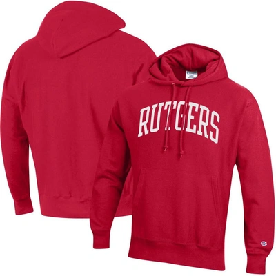 Champion Scarlet Rutgers Scarlet Knights Team Arch Reverse Weave Pullover Hoodie
