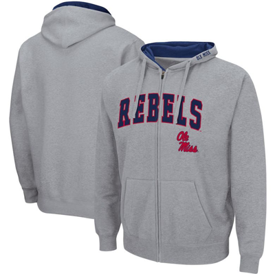 Colosseum Men's  Heathered Gray Ole Miss Rebels Arch Logo 3.0 Full-zip Hoodie