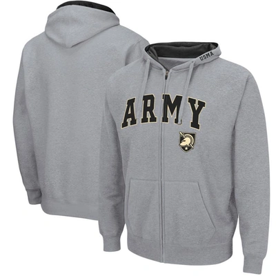 Colosseum Men's  Heathered Gray Army Black Knights Arch & Logo 3.0 Full-zip Hoodie