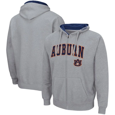 Colosseum Men's  Heathered Gray Auburn Tigers Arch And Logo 3.0 Full-zip Hoodie