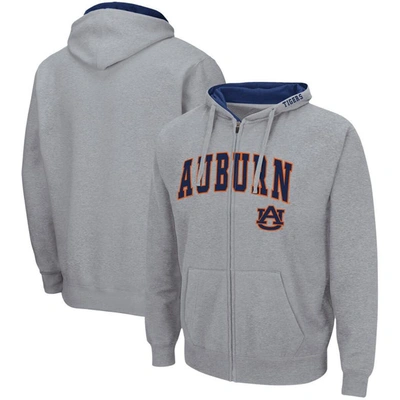 Colosseum Men's Auburn Tigers Arch And Logo 3.0 Full-zip Hoodie In Heather Gray