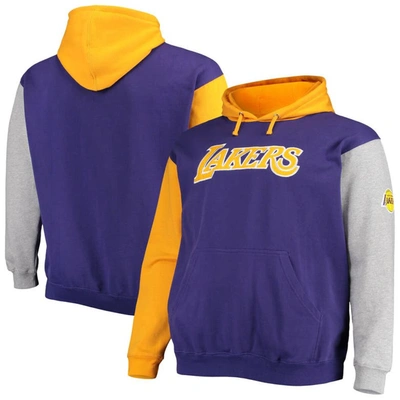 Fanatics Men's  Purple And Gold Los Angeles Lakers Big And Tall Double Contrast Pullover Hoodie In Purple,gold