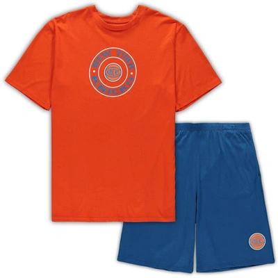 Concepts Sport Orange/blue New York Knicks Big & Tall T-shirt & Shorts Sleep Set