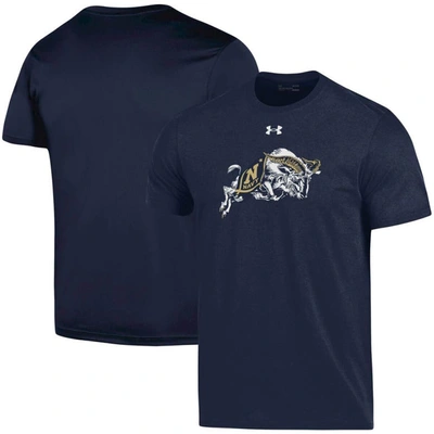 Under Armour Navy Navy Midshipmen School Mascot Logo Performance Cotton T-shirt